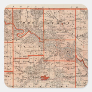 Map of Marion County, State of Iowa Square Sticker