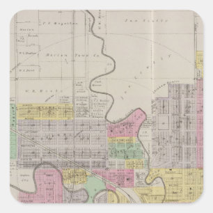 Map of Marion, Marion County, Kansas Square Sticker