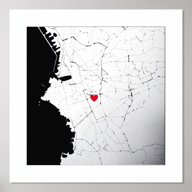 Map of Marseille France Classy Modern Elegant Gift Foil Prints (Front)