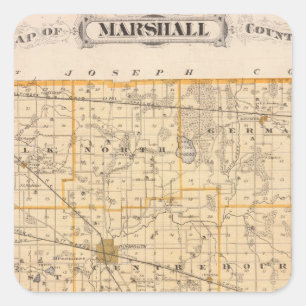 Map of Marshall County Square Sticker