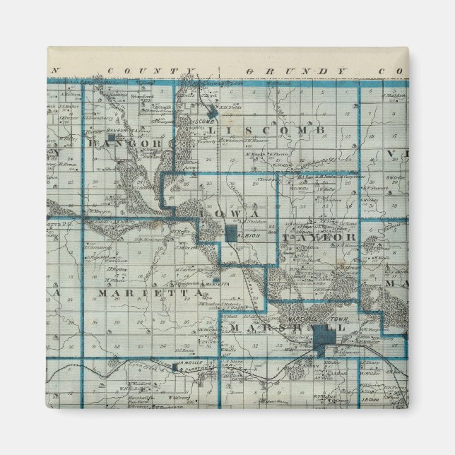 Map of Marshall County, State of Iowa Magnet (Front)
