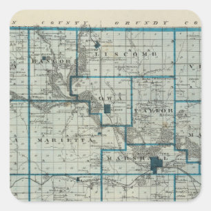 Map of Marshall County, State of Iowa Square Sticker