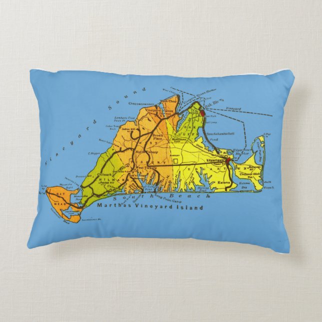 Map of Martha’s Vineyard Decorative Cushion (Back)