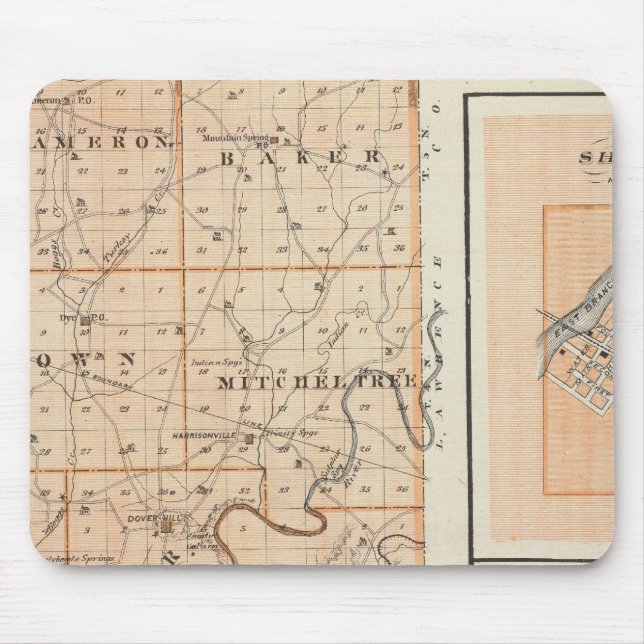 Map of Martin County with Shoals, Loogootee Mouse Mat (Front)