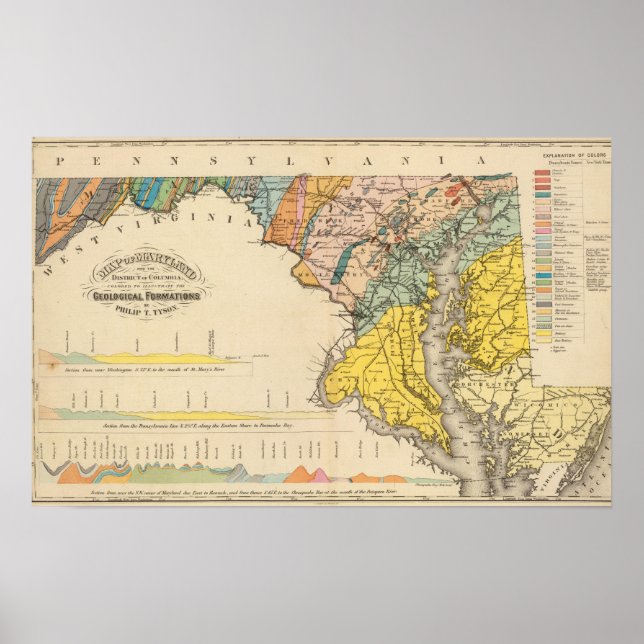 Map of Maryland and the District of Columbia Poster (Front)