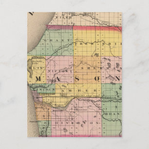 Map of Mason County, Michigan Postcard