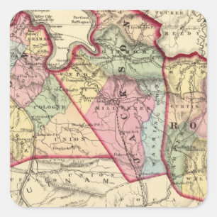 Map of Mason, Jackson, Roane counties Square Sticker