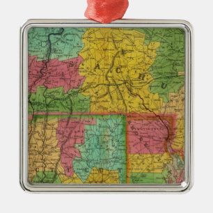 Map of Massachusetts and Connecticut Metal Tree Decoration