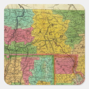 Map of Massachusetts and Connecticut Square Sticker