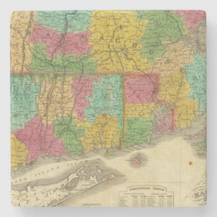 Map of Massachusetts and Connecticut Stone Coaster