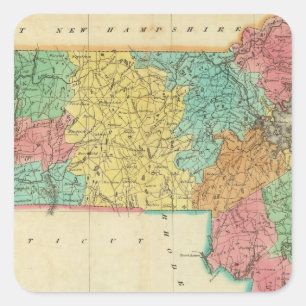 Map Of Massachusetts Square Sticker