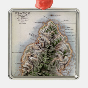 Map of Mauritius, illustration 'Paul et Virginie' Metal Tree Decoration