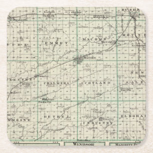 Map of McDonough County, Rushville Square Paper Coaster