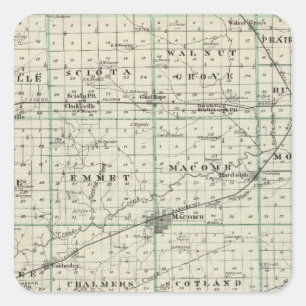 Map of McDonough County, Rushville Square Sticker