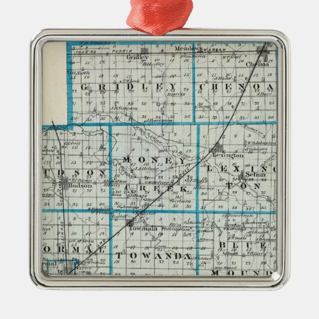 Map of McLean County and Le Roy Metal Tree Decoration (Front)