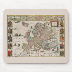 Map of Mediaeval Europe (by Willem Blaeu) Mouse Mat
