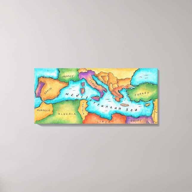 Map of Mediterranean Sea Canvas Print (Front)