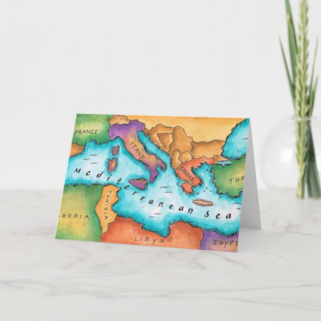 Map of Mediterranean Sea Card (Front)