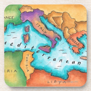 Map of Mediterranean Sea Coaster
