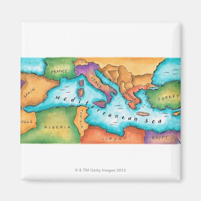 Map of Mediterranean Sea Magnet (Front)