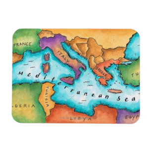 Map of Mediterranean Sea Magnet