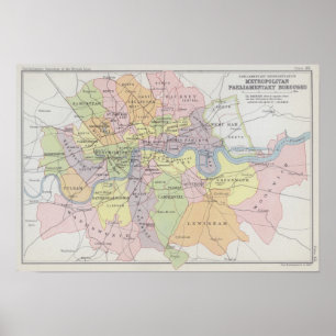 Map of Metropolitan Parliamentary Boroughs Poster