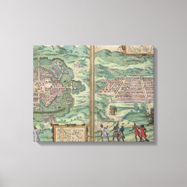 Map of Mexico and Cuzco, from 'Civitates Orbis Ter Canvas Print (Front)