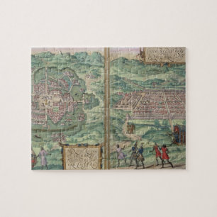 Map of Mexico and Cuzco, from 'Civitates Orbis Ter Jigsaw Puzzle