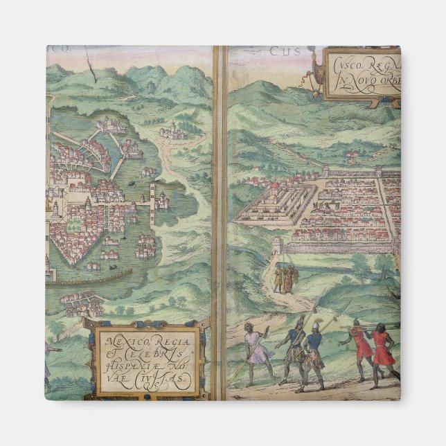 Map of Mexico and Cuzco, from 'Civitates Orbis Ter Magnet (Front)