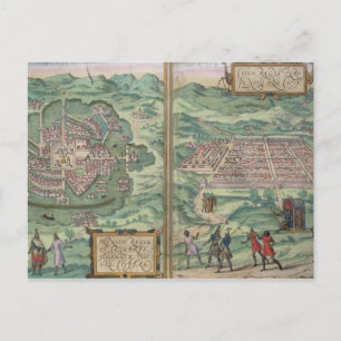 Map of Mexico and Cuzco, from 'Civitates Orbis Ter Postcard