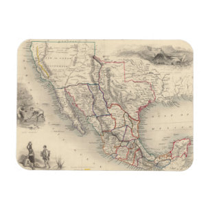 Map of Mexico, California and Texas Magnet