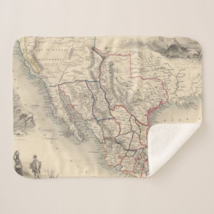 Map of Mexico, California and Texas Sherpa Blanket