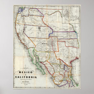 Map Of Mexico & California Poster