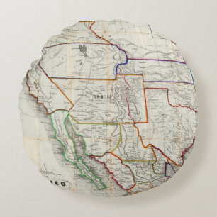 Map Of Mexico & California Round Cushion