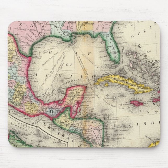 Map Of Mexico, Central America Mouse Mat (Front)