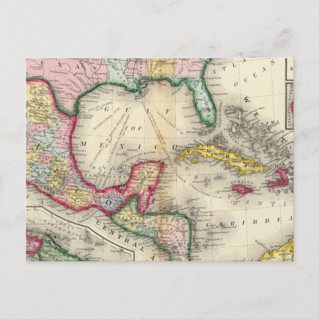 Map Of Mexico, Central America Postcard (Front)