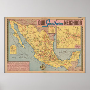 Map of Mexico - "Our Southern Neighbour" Poster