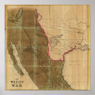 Map of Mexico Showing the Seat of War Poster