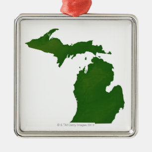 Map of Michigan Metal Tree Decoration