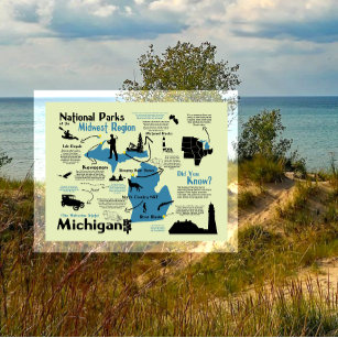 Map of Michigan National Parks Postcard