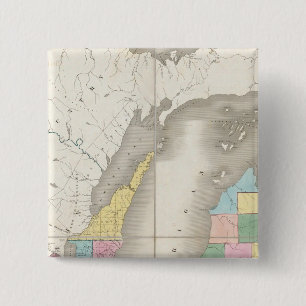 Map of Michigan & Part Of Wisconsin Territory 15 Cm Square Badge