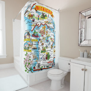 Map of Michigan Shower Curtain