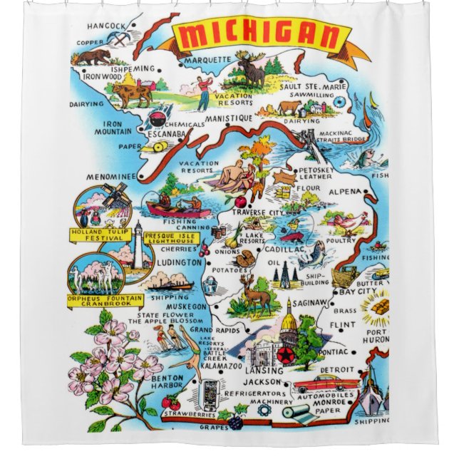 Map of Michigan Shower Curtain (Front)