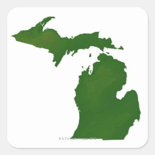 Map of Michigan Square Sticker