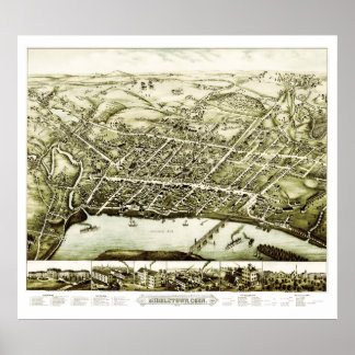 Map of Middletown Connecticut from 1877 Poster