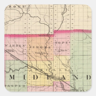 Map of Midland County, Michigan Square Sticker