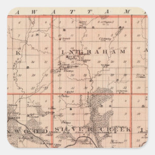 Map of Mills County, State of Iowa Square Sticker