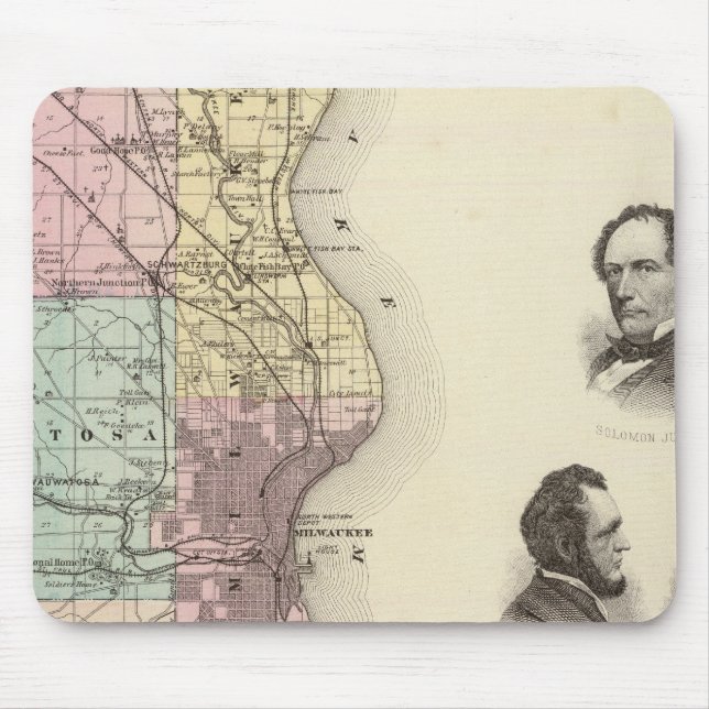 Map of Milwaukee County, State of Wisconsin Mouse Mat (Front)