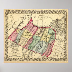 Map of Mineral, Hampshire counties Poster