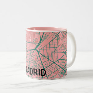Map of minimalist Madrid - Rosa-verde Two-Tone Coffee Mug